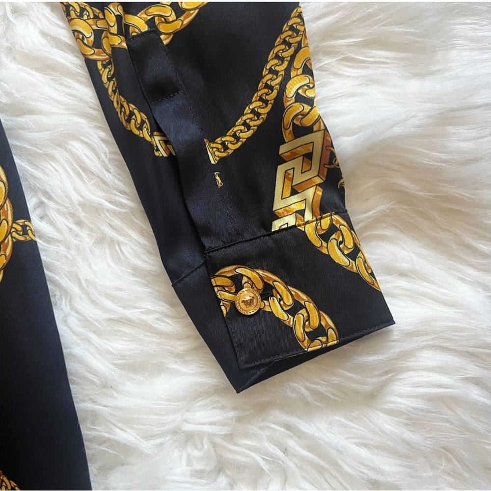 New! VERSACE Greca Chain Medusa Logo Belted Shirt Midi Dress IT 38 - Picture 11 of 12
